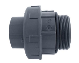 PVC 3/3 Kupplung 2" Außengewinde x Ø 50 mm und 63 mm